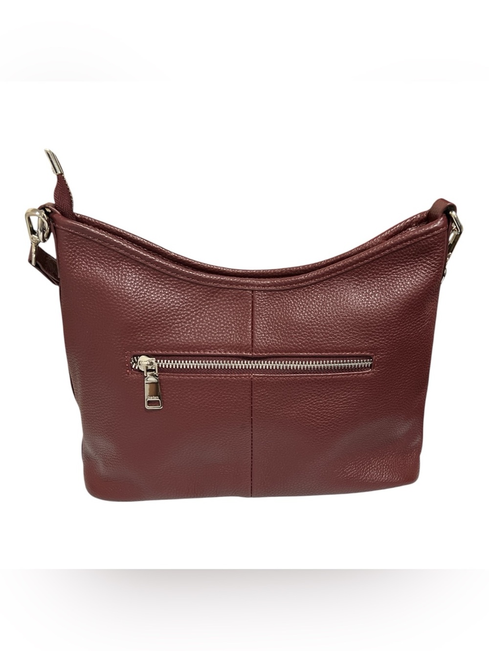 Befen Pebbled Leather Shoulder Bag in Burgundy Red - Picture 2 of 16